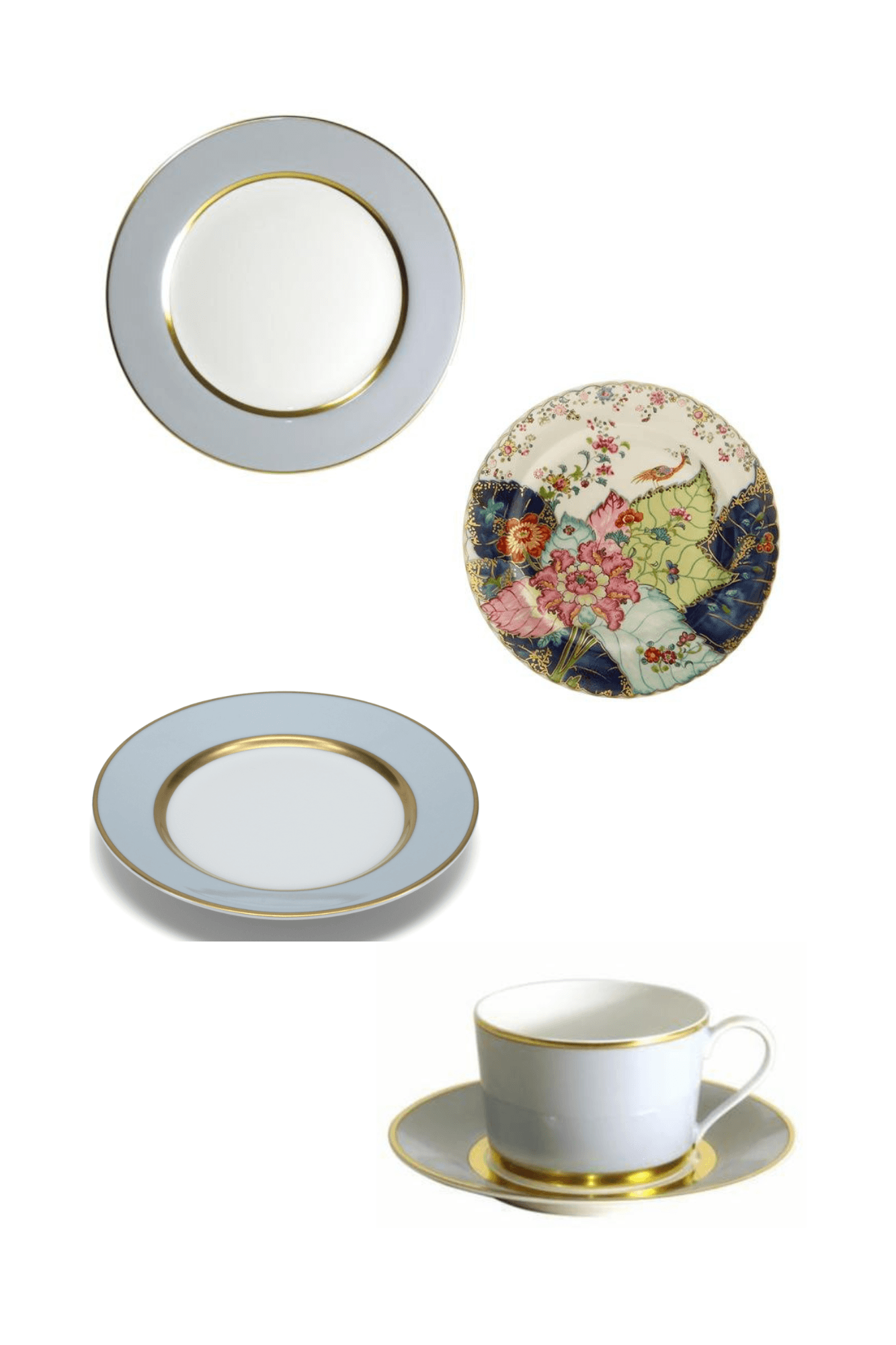 Mak Grey/Gold by Philippe Deshoulieres w/ Tobacco Leaf by Mottahedeh Five Piece Place Setting