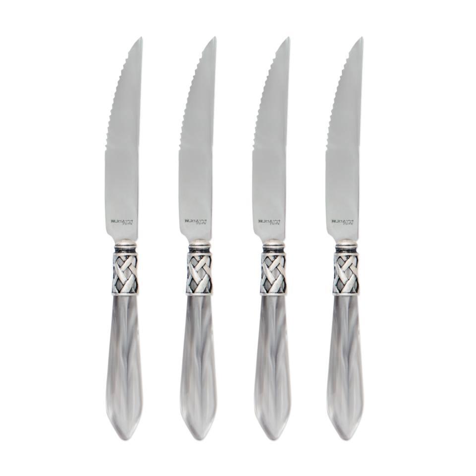 Antique Light Gray Steak Knives - Set of 4