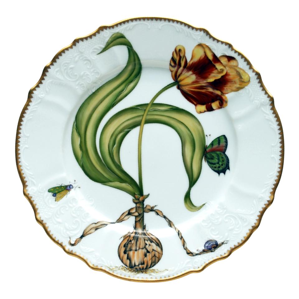 Yellow Red Tulip Dinner Plate