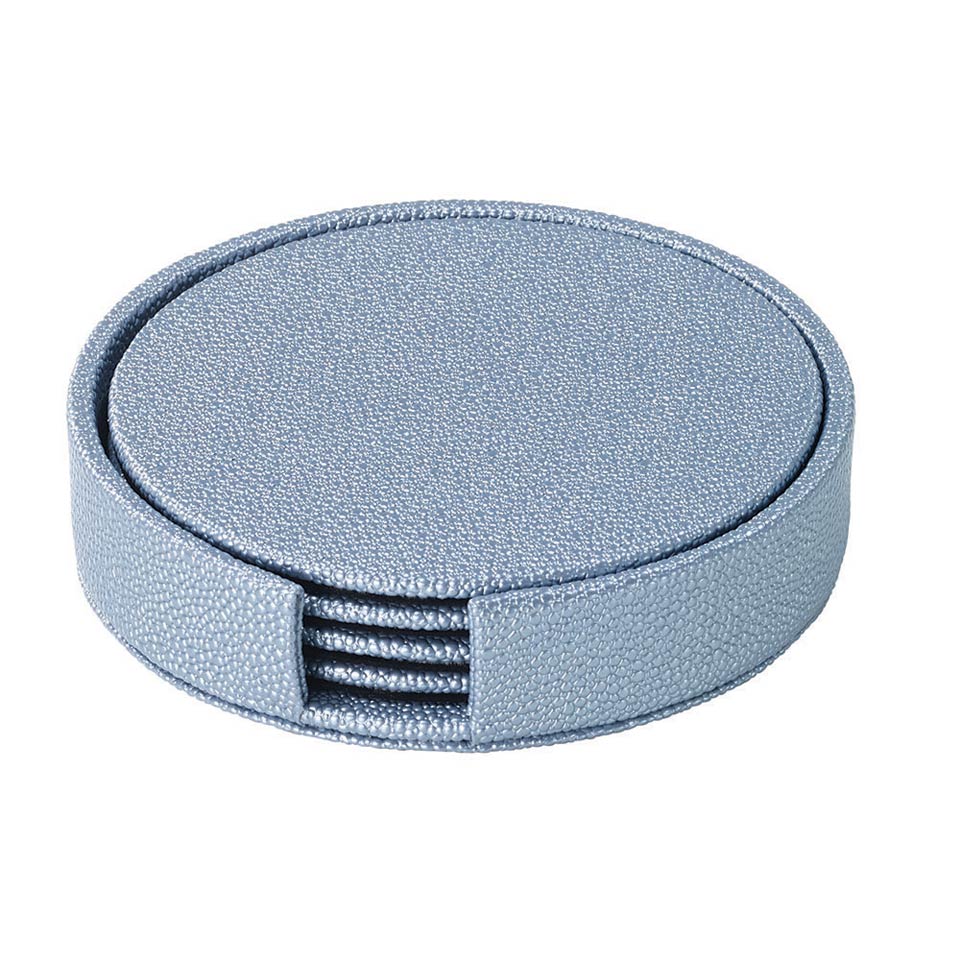 Ice Blue Round Boxed Coaster - Set of 4