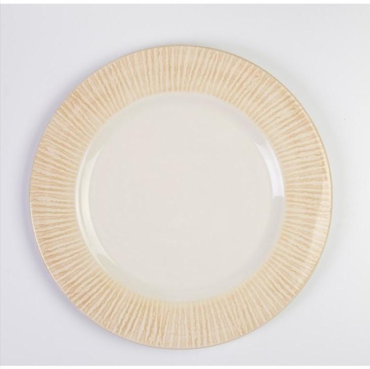 Striped Charger, Cream