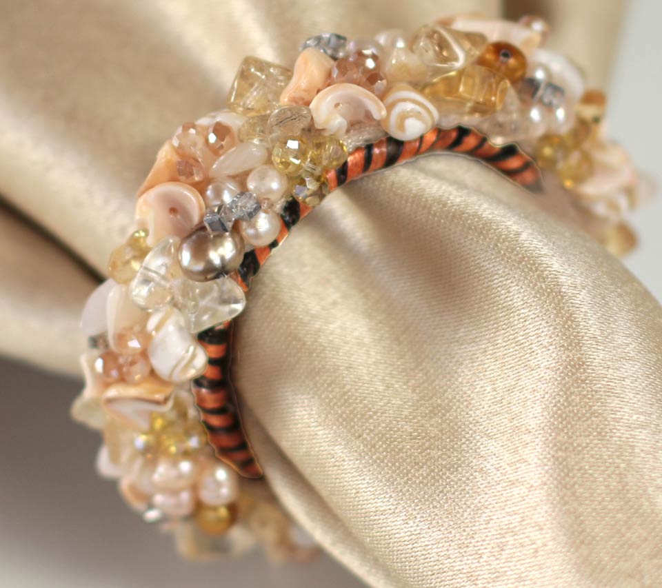 Jewelled Napkin Ring Champagne Set of 4 pcs