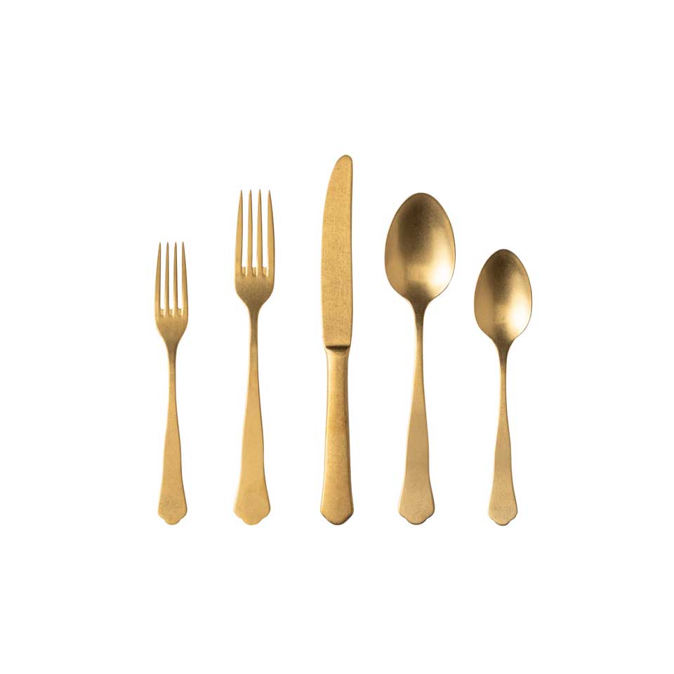 Flatware 5 Pieces, Vintage gold