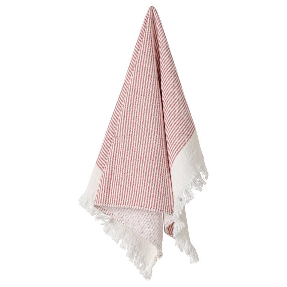 Kitchen towel terry , White-Classic red