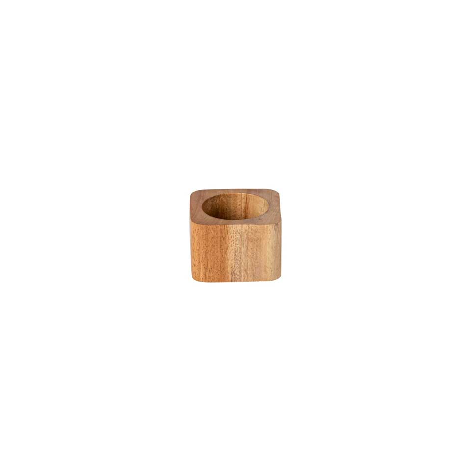 Set 4 Napkin rings square, Natural wood