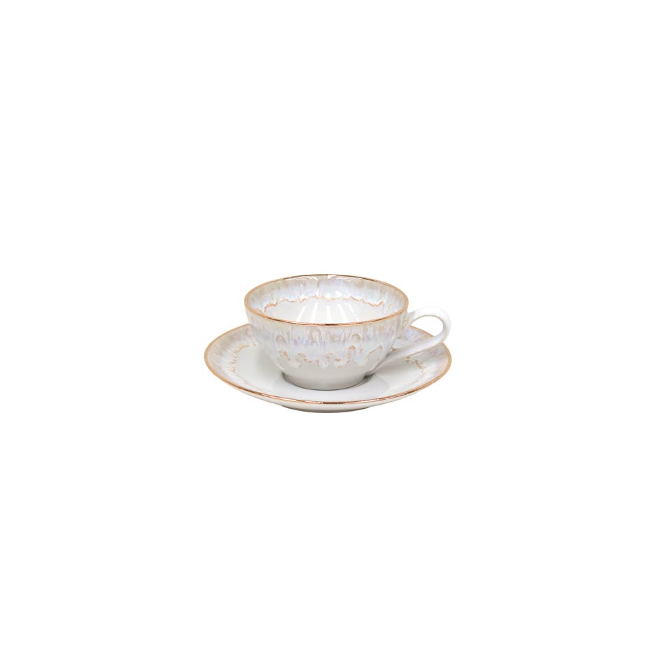 Tea Cup and Saucer 7 oz., White-gold