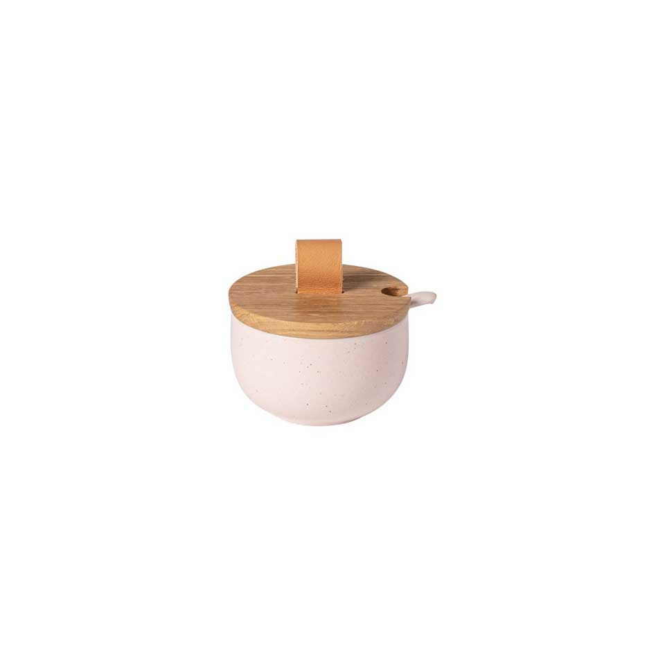 Sugar bowl w/ wood lid, Marshmallow