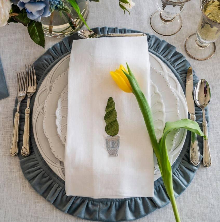 Spiral Topiary Linen Towel