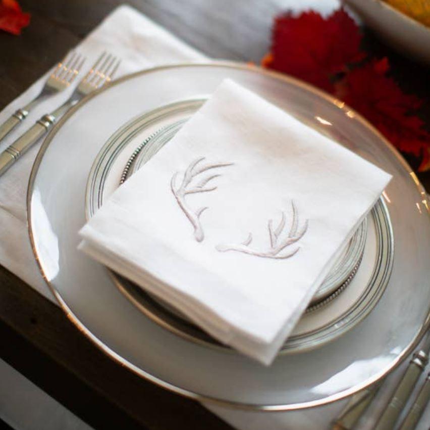 Antler Linen Tri-Fold Napkin (Taupe)