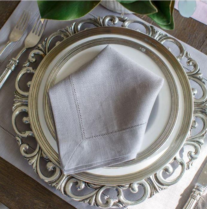 Large Napkin,Hemstitch, Grey
