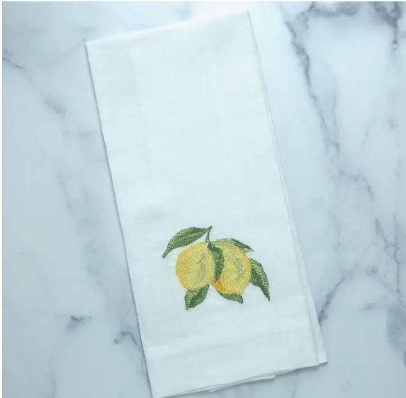 Lemon Branch Linen Towel