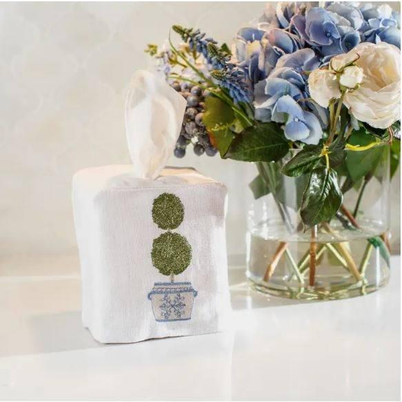 Double Boxwood Topiary Tissue Box Cover