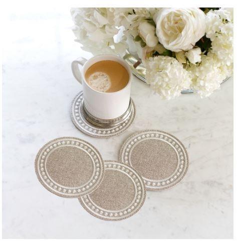 Palermo Perla, Coaster Set, Latte (White)