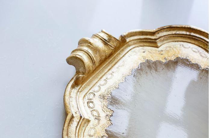 Florentino Wooden Tray, Antique Gold, Large