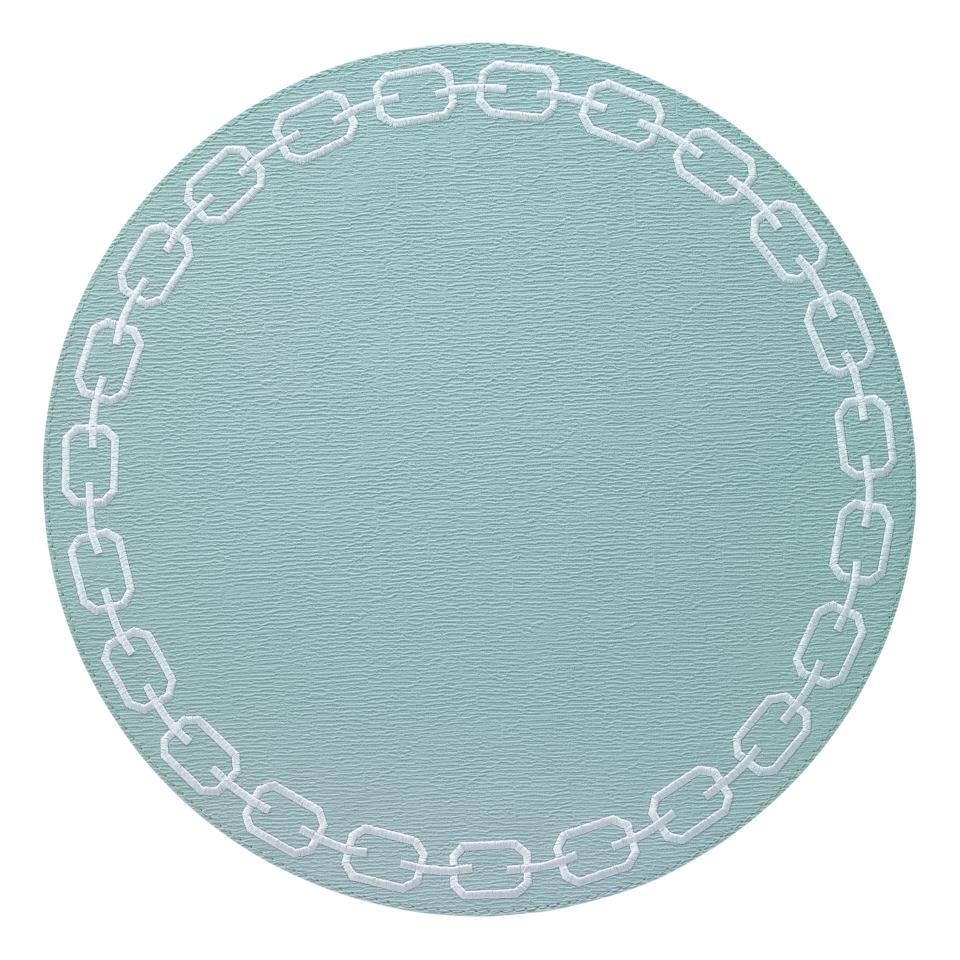 Celadon/White Round Mats - Set of 4