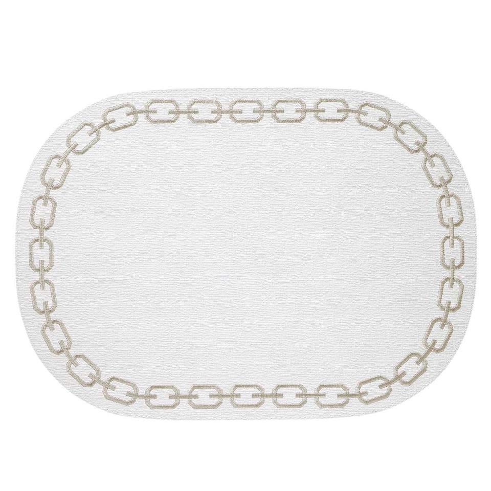 White/Gold Oval Mats - Set of 4
