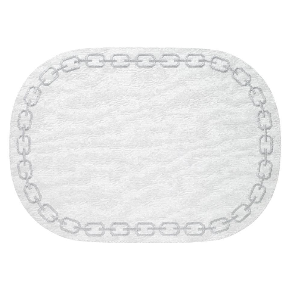 White/Silver Oval Mats - Set of 4
