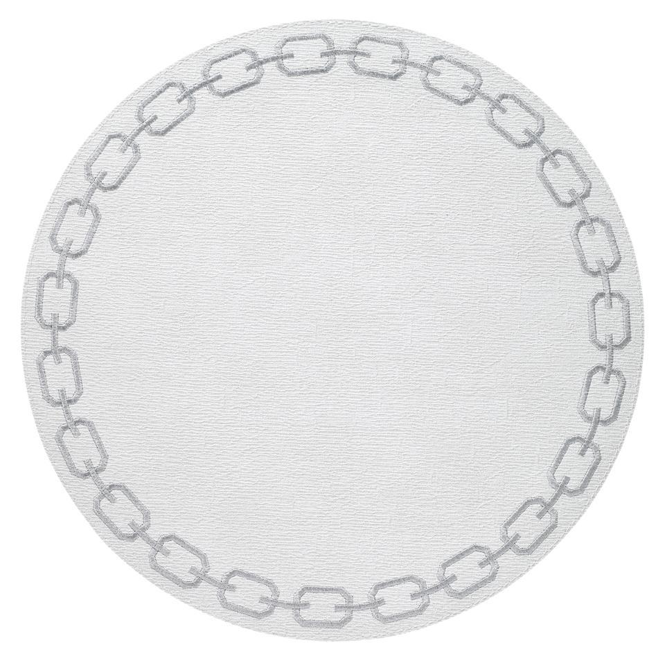 White/Silver Round Mats - Set of 4