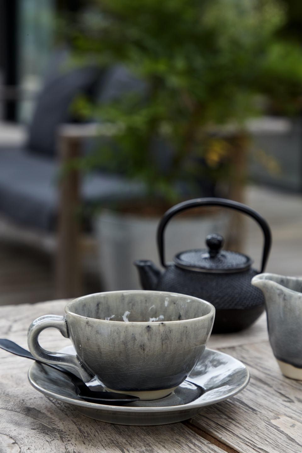 Tea Cup and Saucer 8 oz., Grey