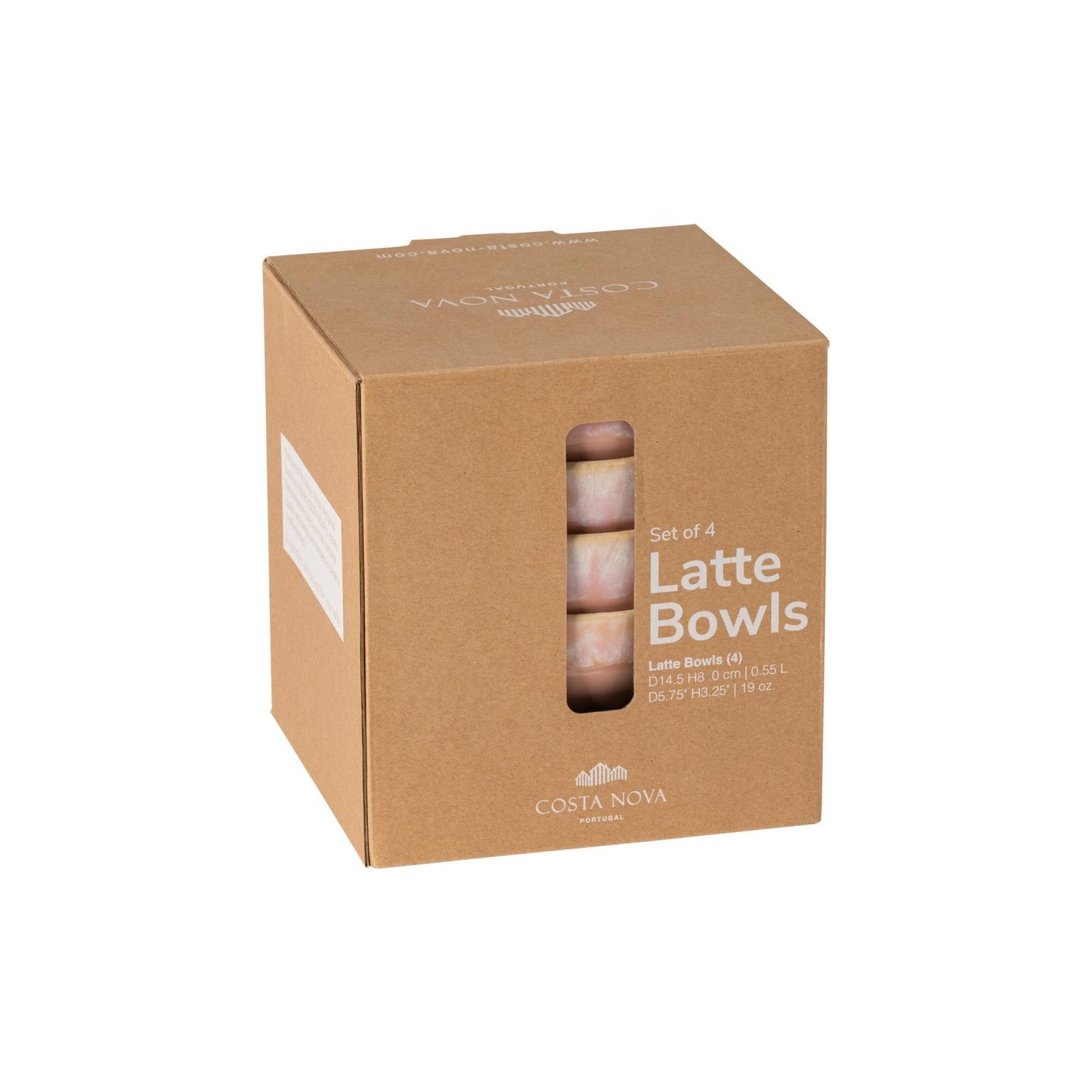 Set 4 latte bowls, Soft pink