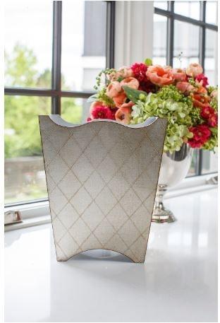 Florentino Leone Wooden Waste Basket, Antique Silver