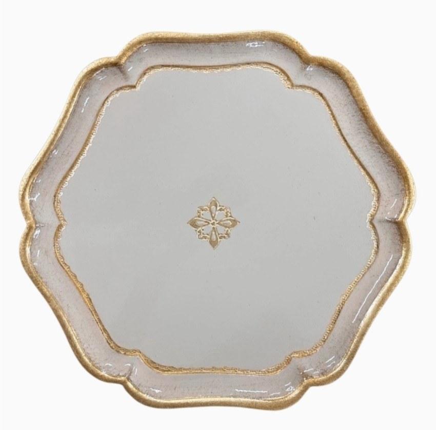Florentino Baroque Wooden Charger, Taupe