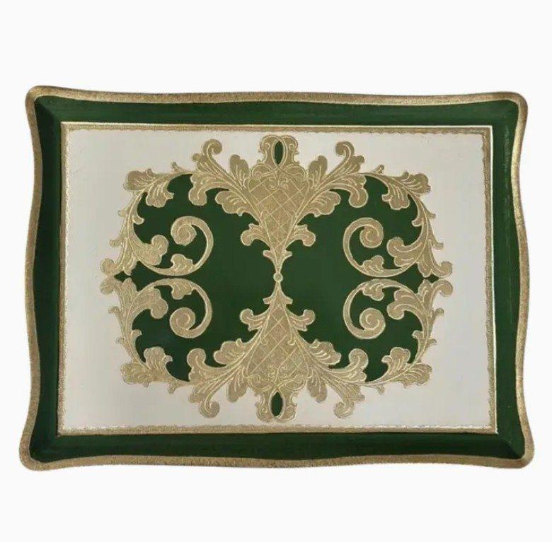 Florentino Baroque Rectangular Tray, Green