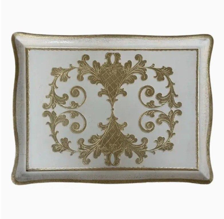 Florentino Baroque Rectangular Tray, Taupe