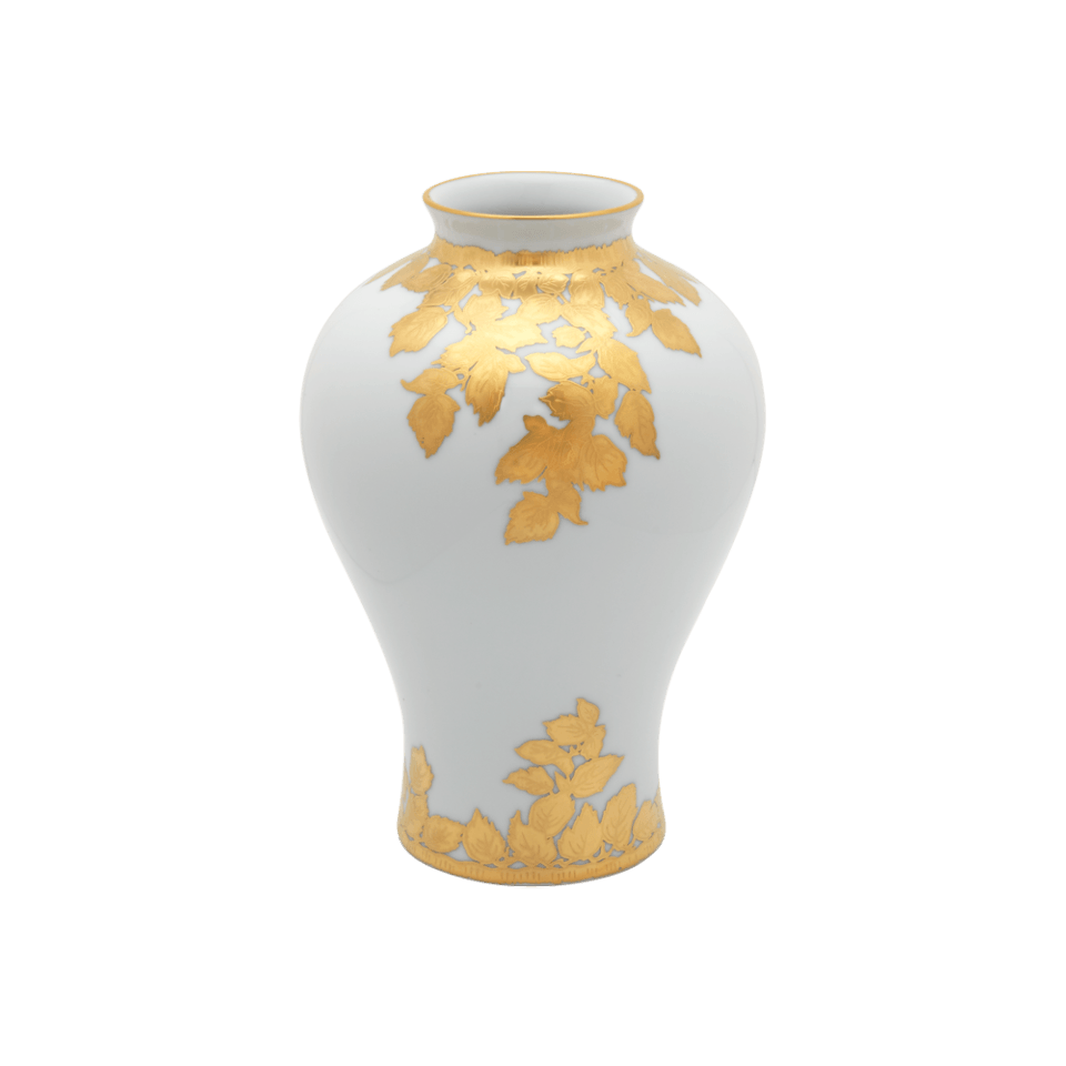 Small White Feuille D'Or Vase
