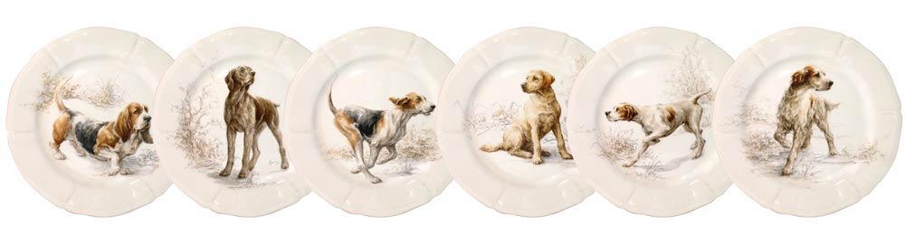 Dessert Plates - Asst'd Dogs, Boxed Set Of 6