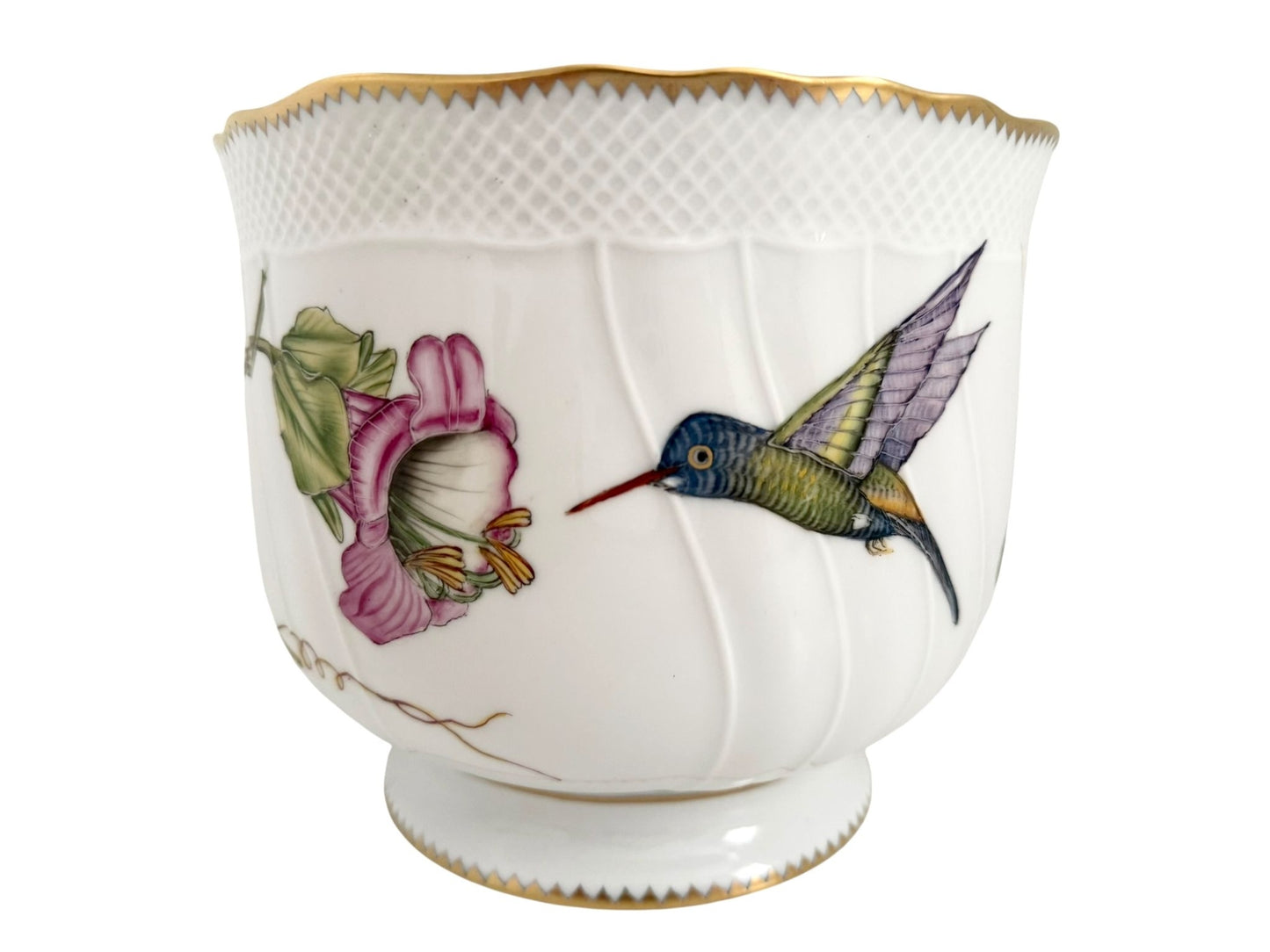 Round Cachepot - Flower w Hummingbird