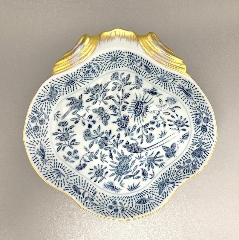 Sacred Bird & Butterfly Blue Shell Dish