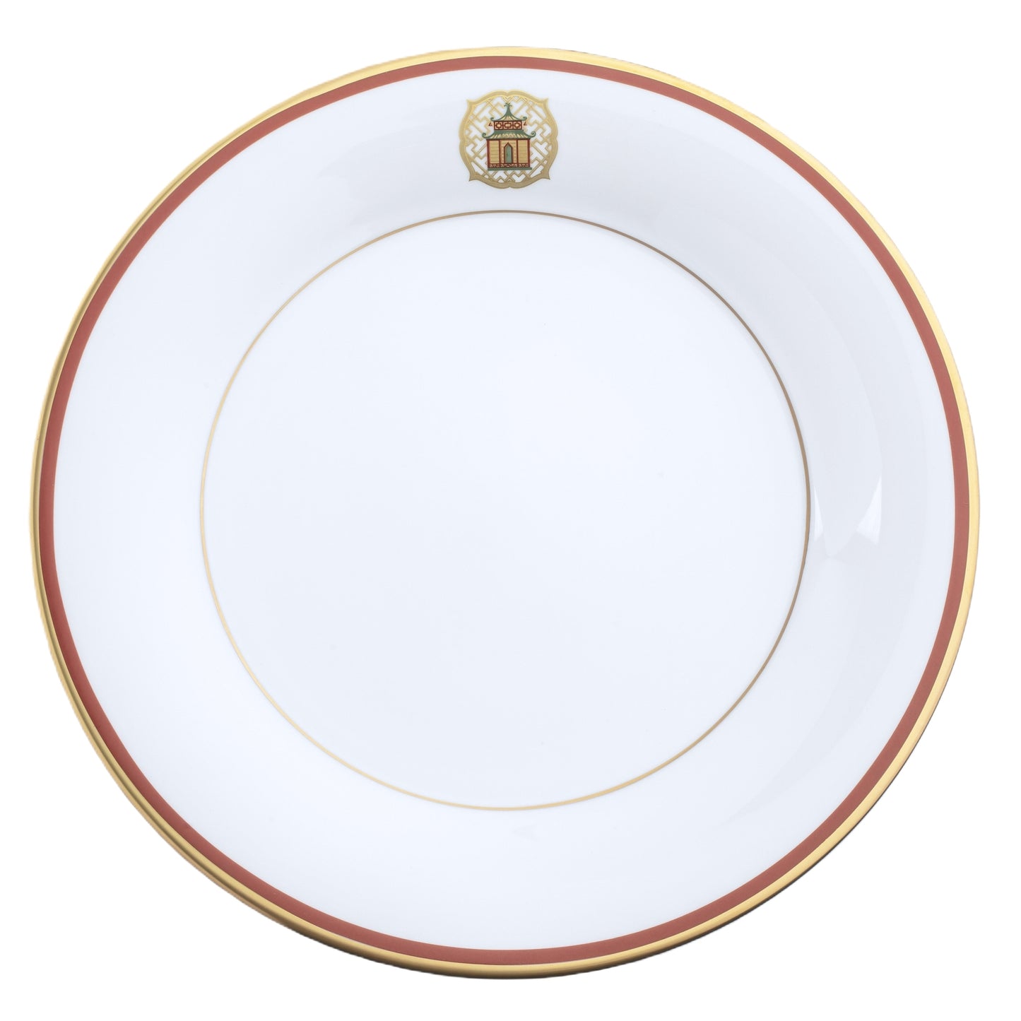 Motif on Rim Dinner Plate Gold and Orange Band