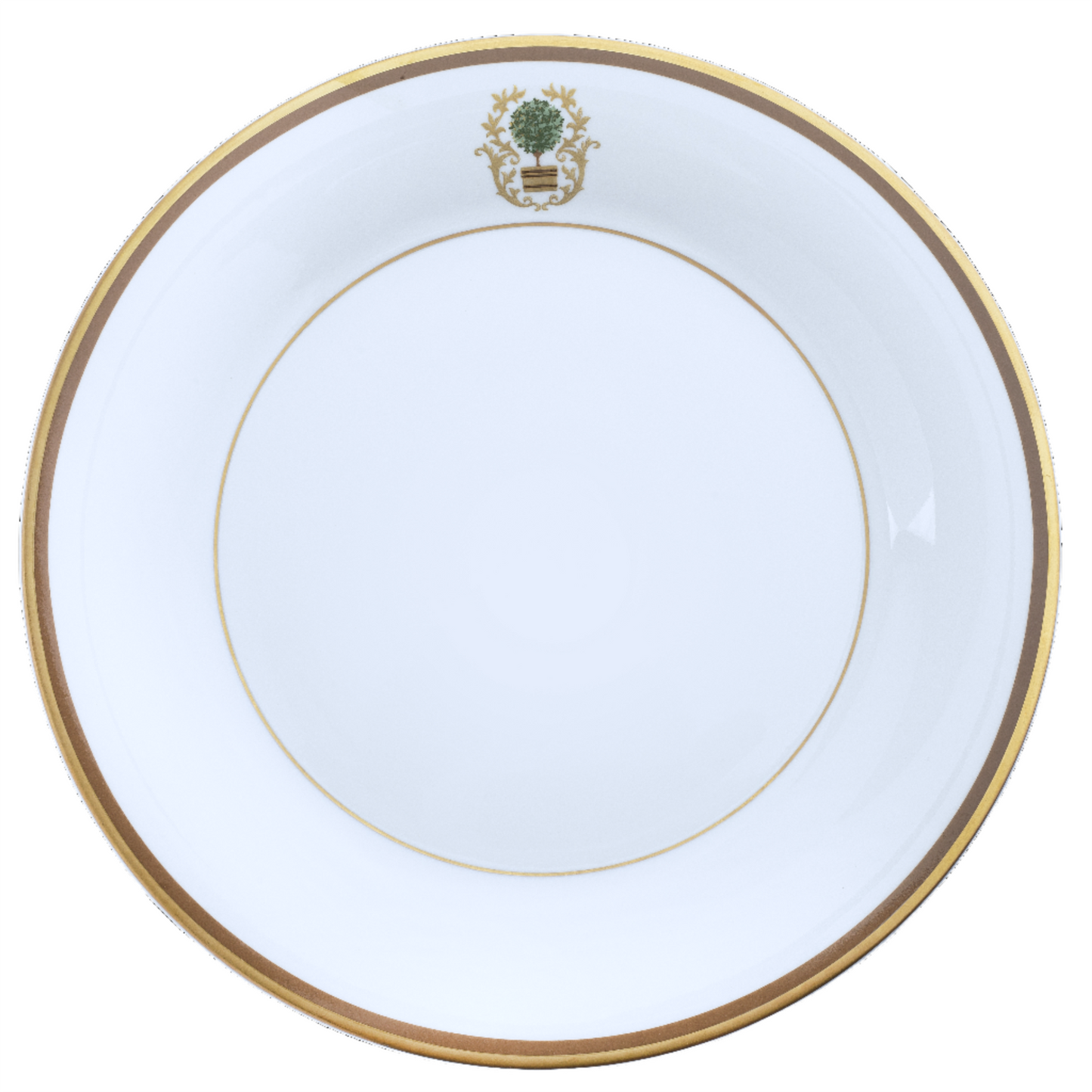 Motif on Rim Gold and Brown Band-Dinner Plate