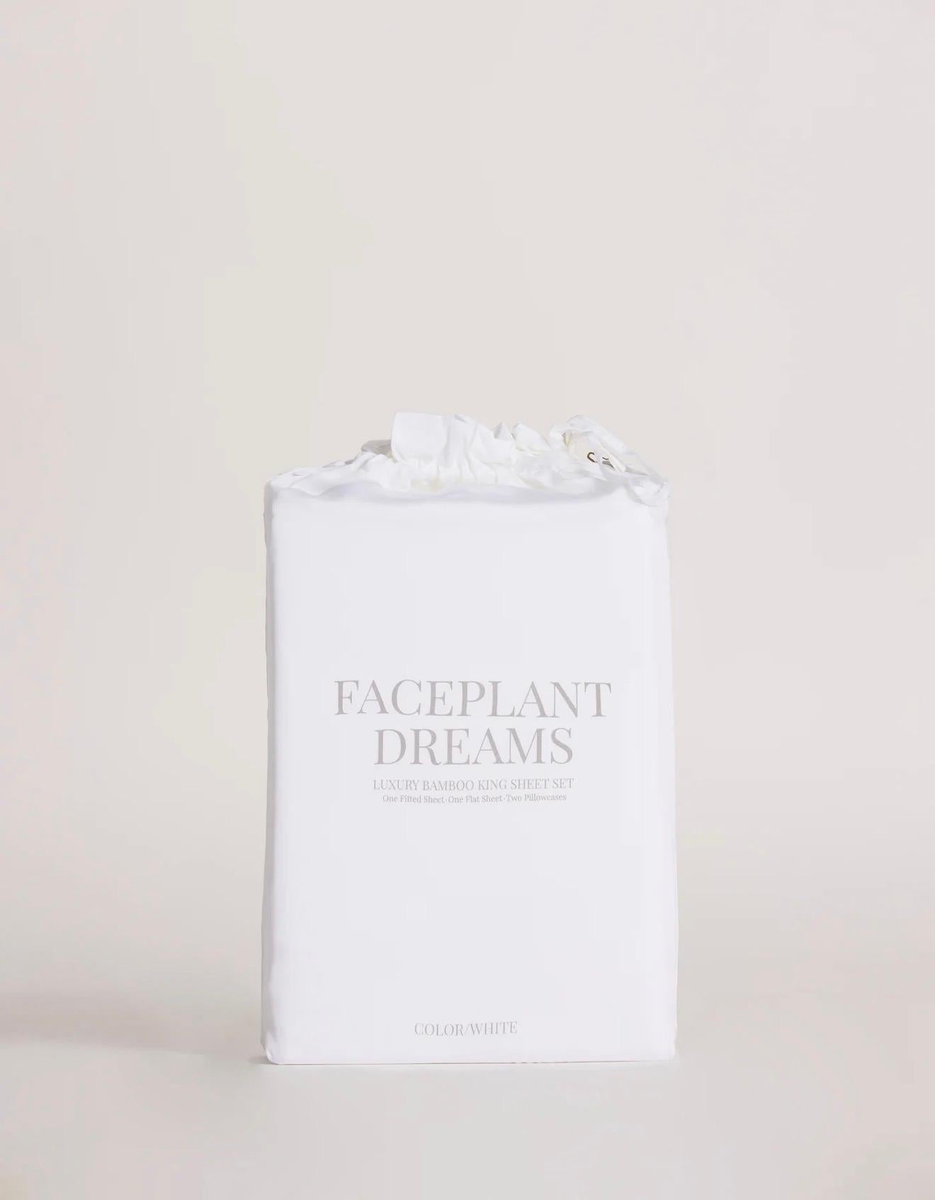 Faceplant Dreams Bamboo Sheets Queen White