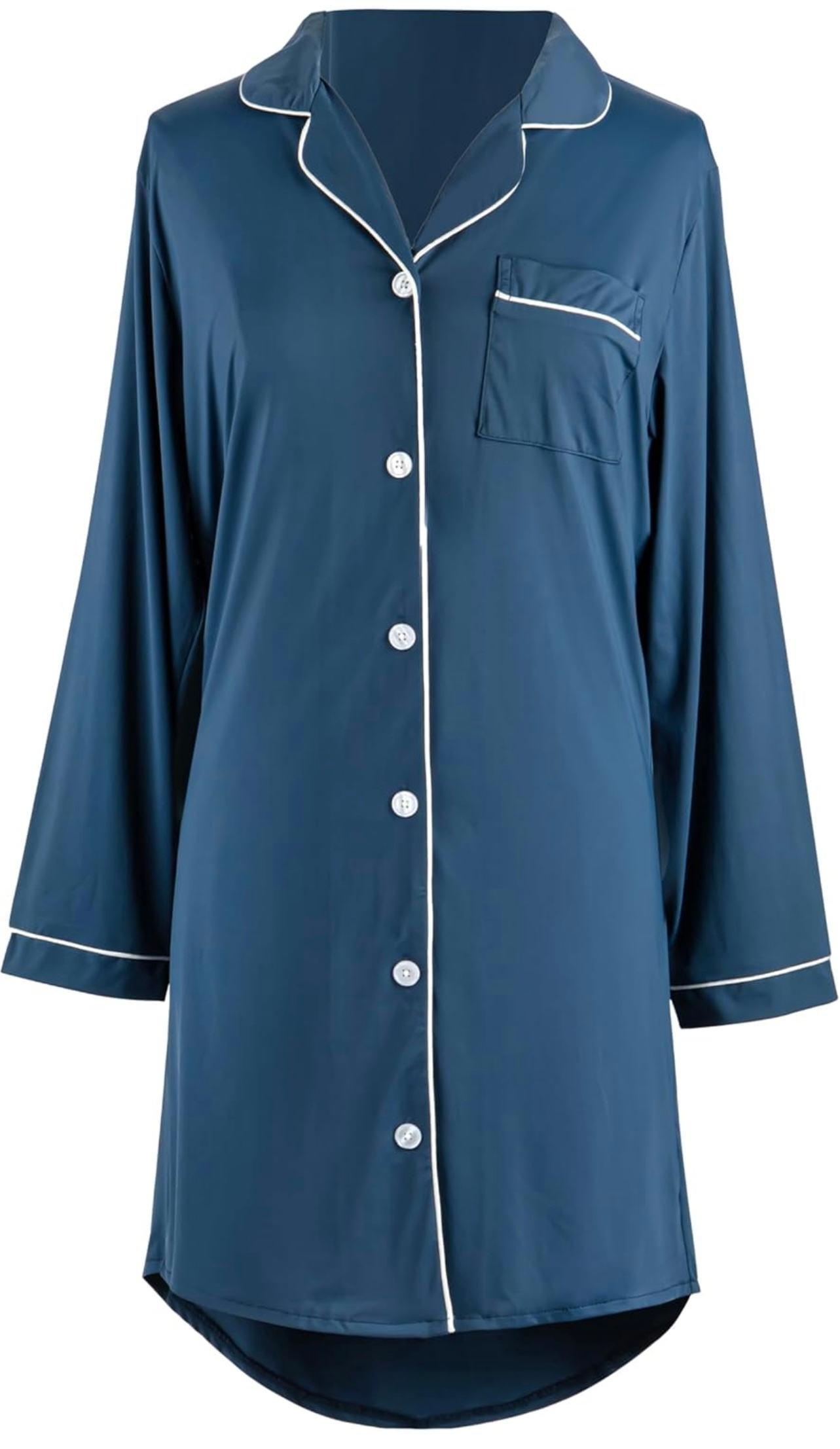 Cooling Night Shirt: Navy- Extra Large