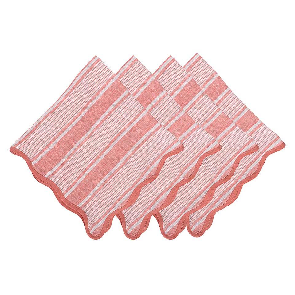 Cabana Stripe Napkin Set/4 - Coral