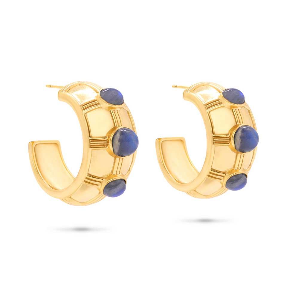 Bold Hoop Earrings - Blue Labradorite