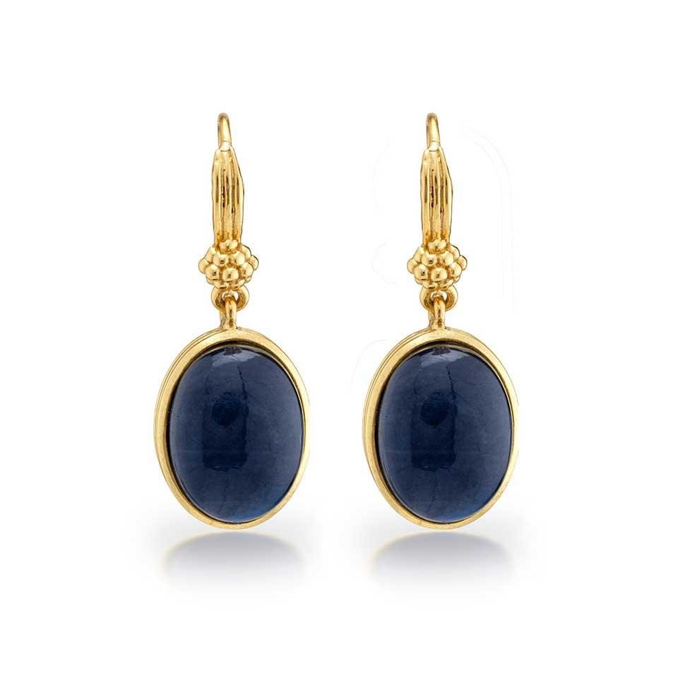 Oval Drop Earrings - Blue Labradorite