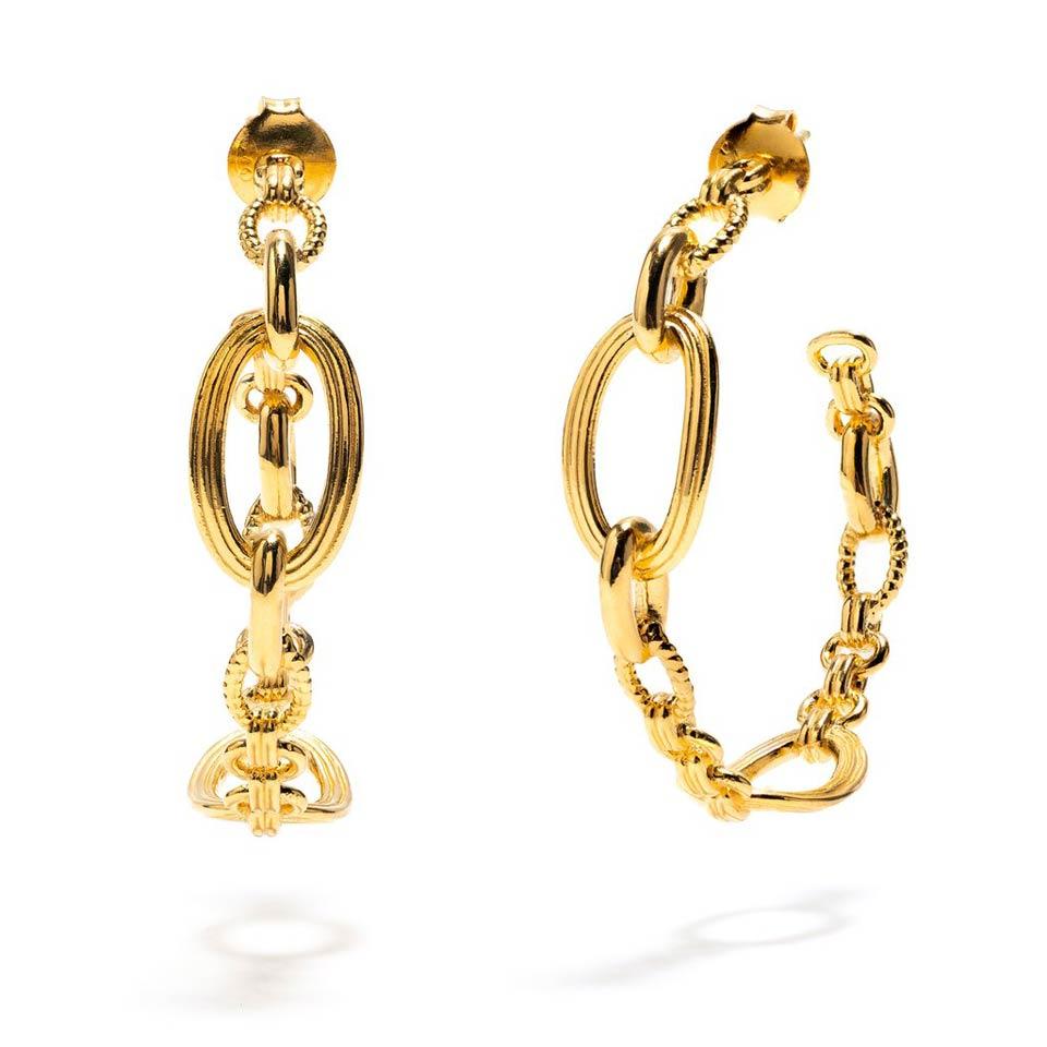 Chain Hoop Earrings - Gold