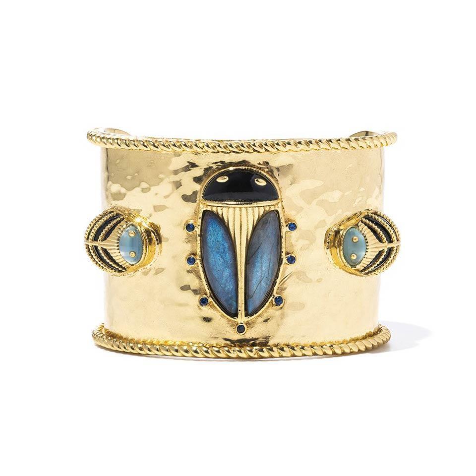 Grande Cuff - Blue Labradorite/Black Agate