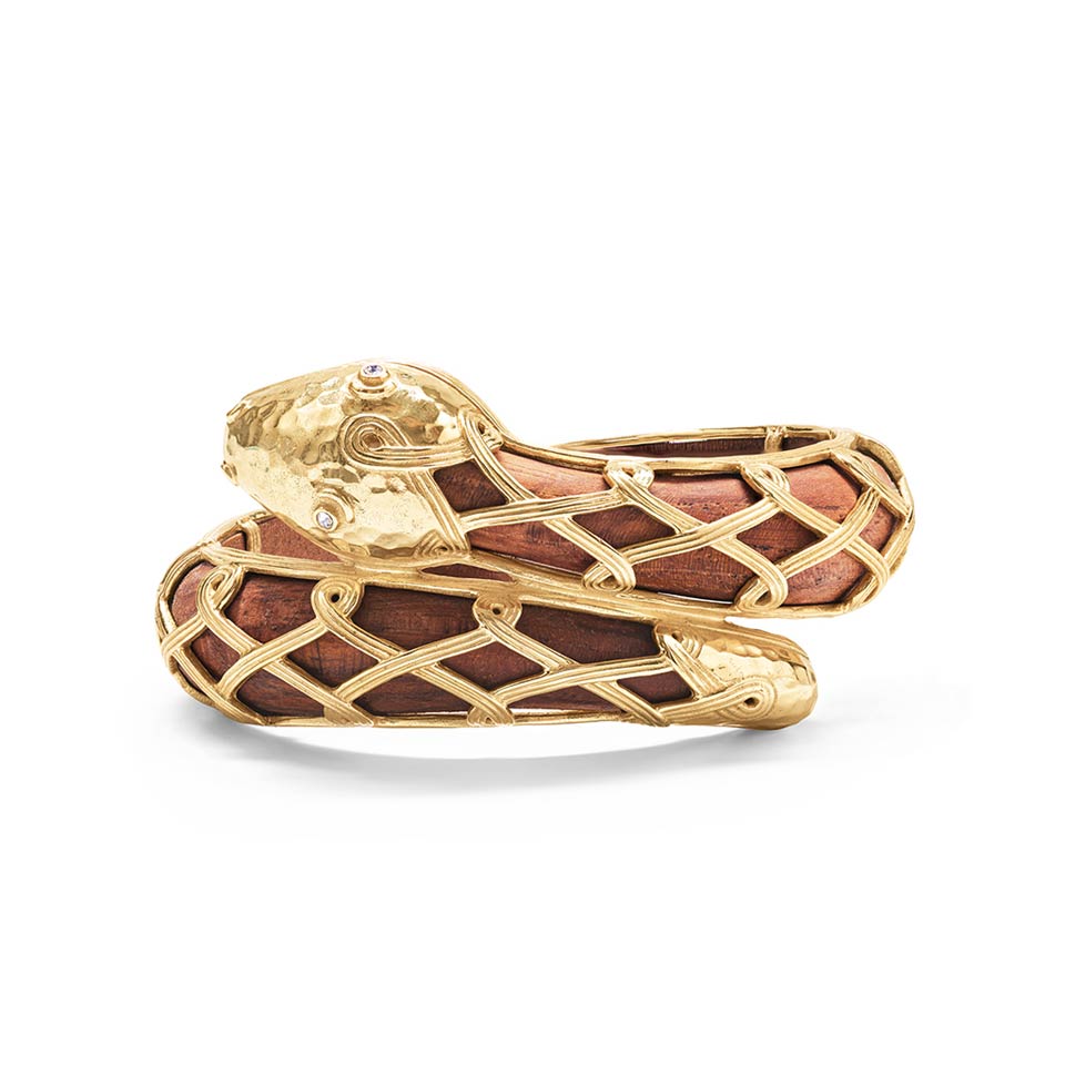 Serpentina Hinged Bangle - Teak