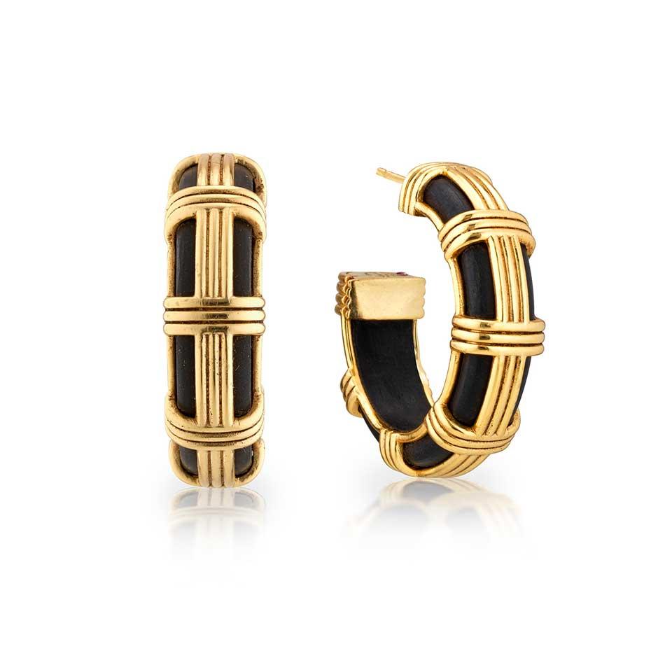 Cage Hoop Earrings - Ebony