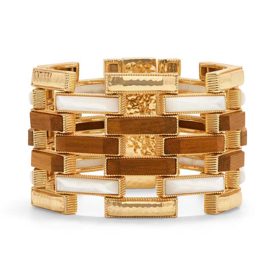 Grande Link Bracelet, 7.5" - Teak/Gold/MOP