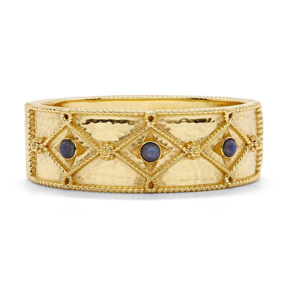 Hinged Bangle - Gold/Blue Labradorite