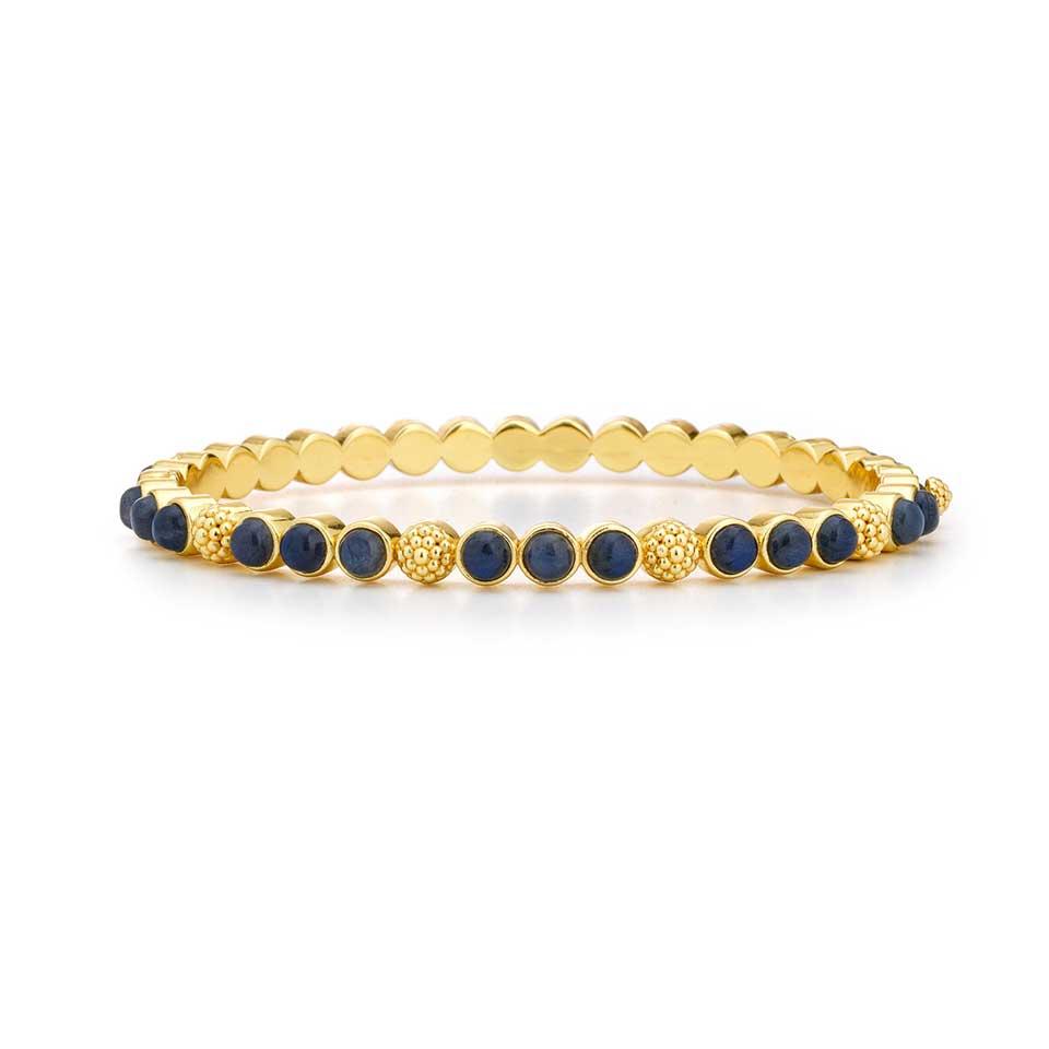 Gem Petite Hinged Bangle - Blue Labradorite