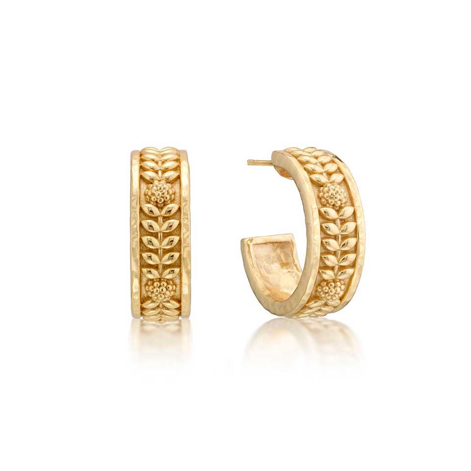 Vine Small Hoop Earrings - Gold