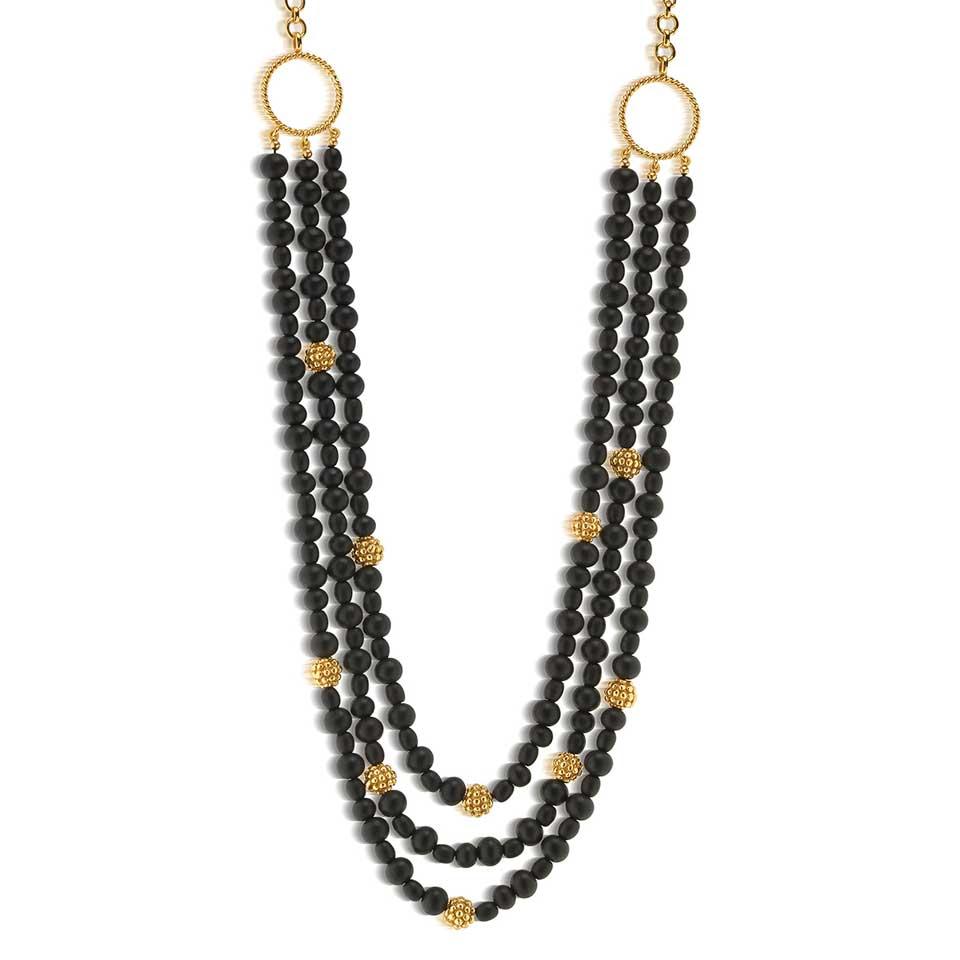 3-Strand Necklace, 18" - Ebony