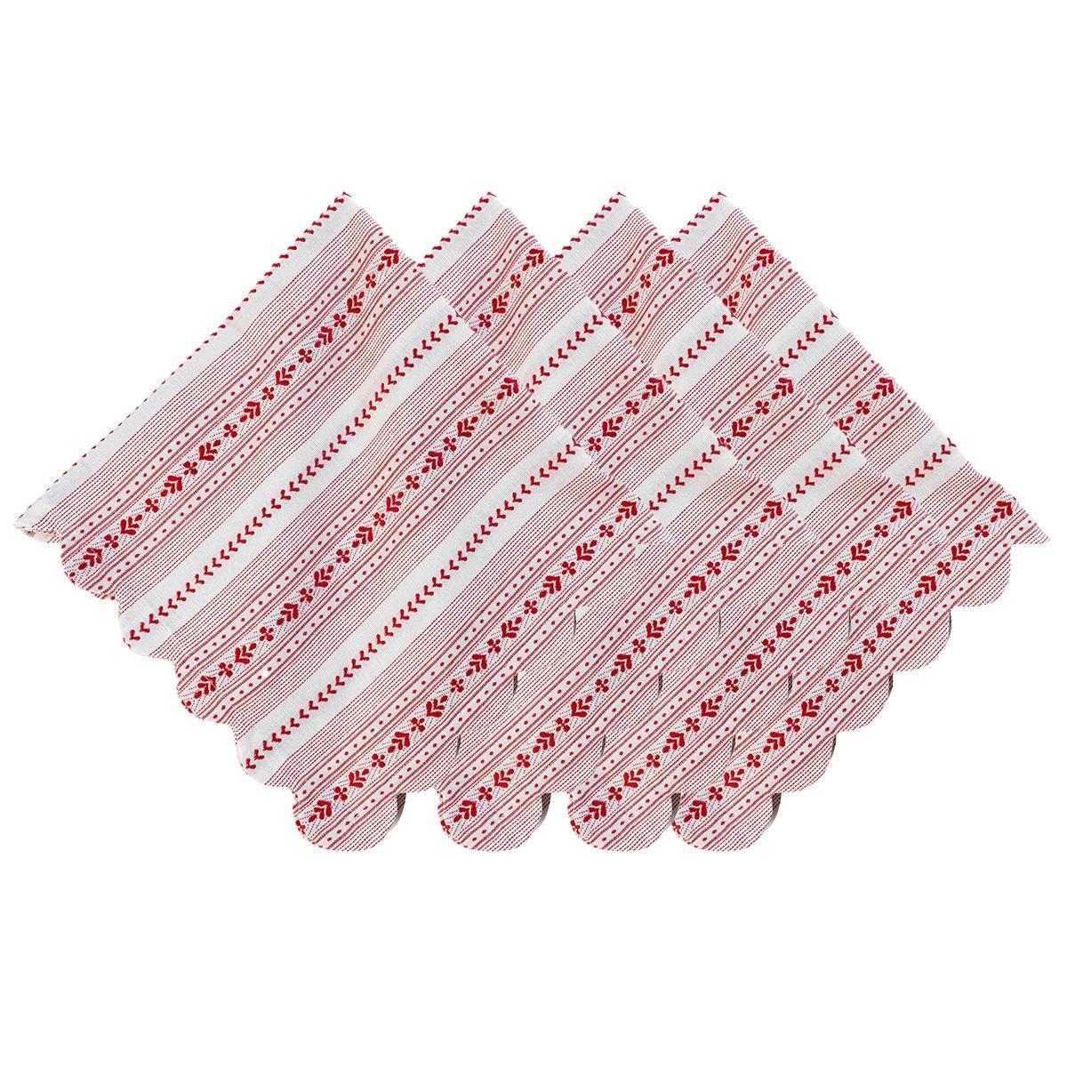 Villa Stripe Napkin Set/4 - Red
