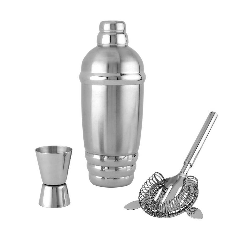 Metal Shaker & Strainer Set